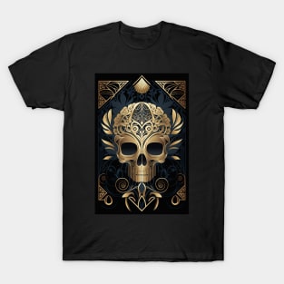 Art Deco Skull With Borders T-Shirt